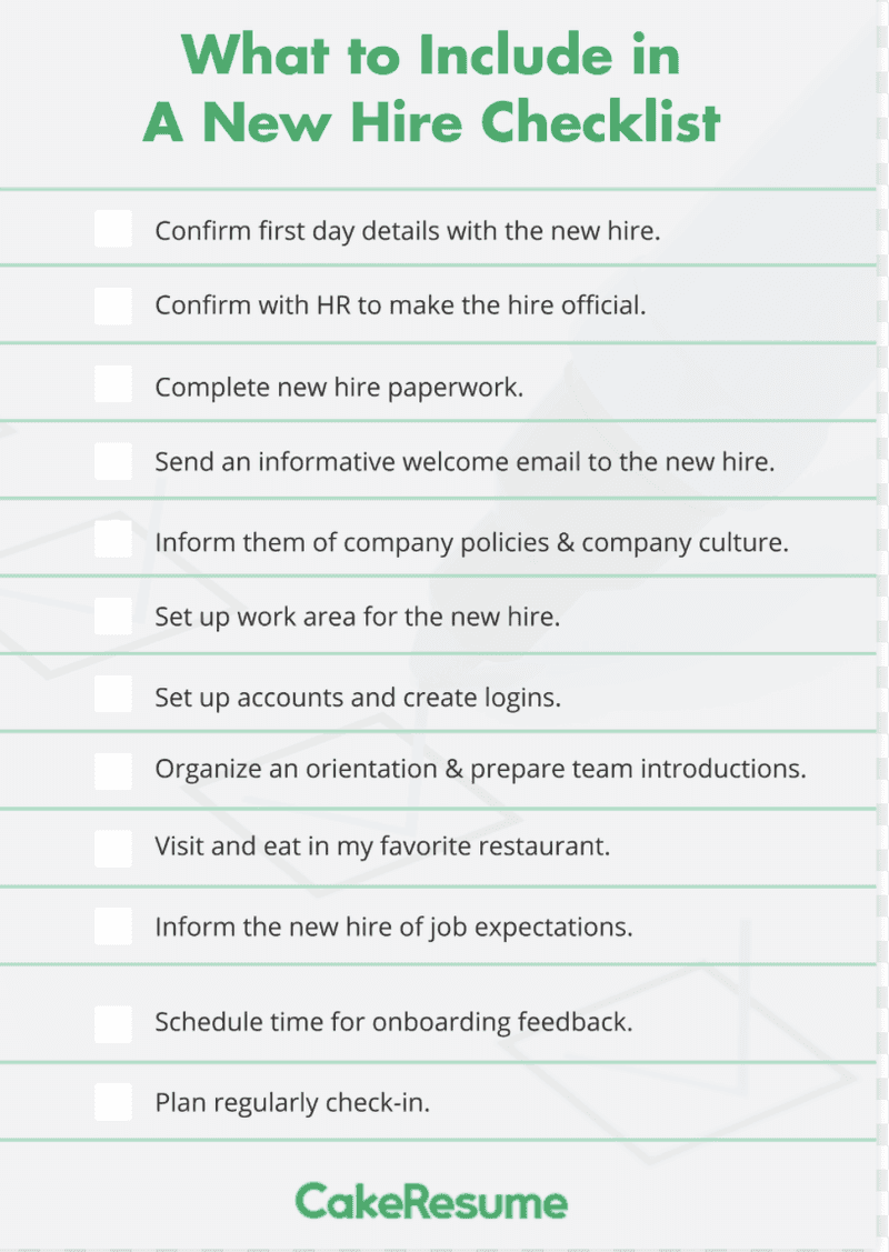 what to include in a new hire checklist