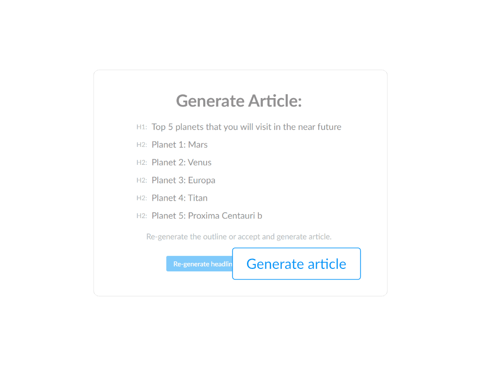 Haz clic en generar, AI Article Writer generará tu artículo en segundos 😏.