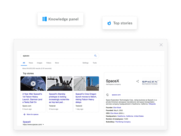 Search page snapshot showing SERP opportunities