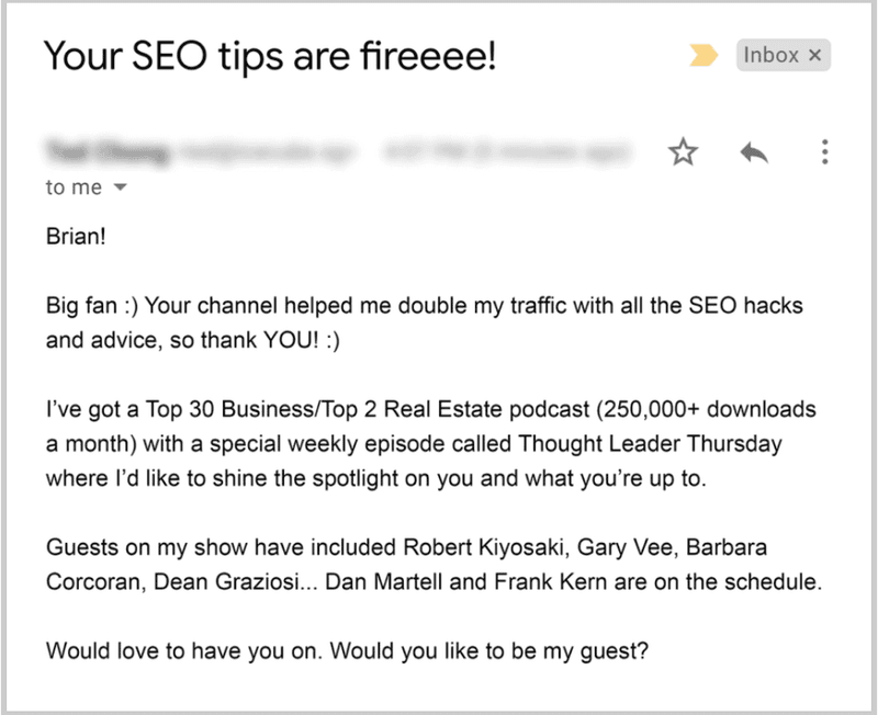 Email outreach example 1