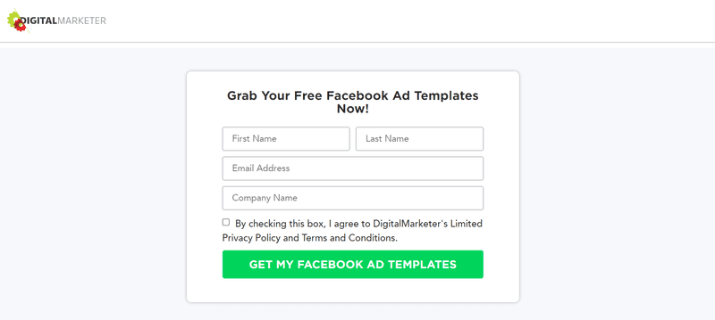Great lead magnet by Digital marketers for its Facebook Ad templates