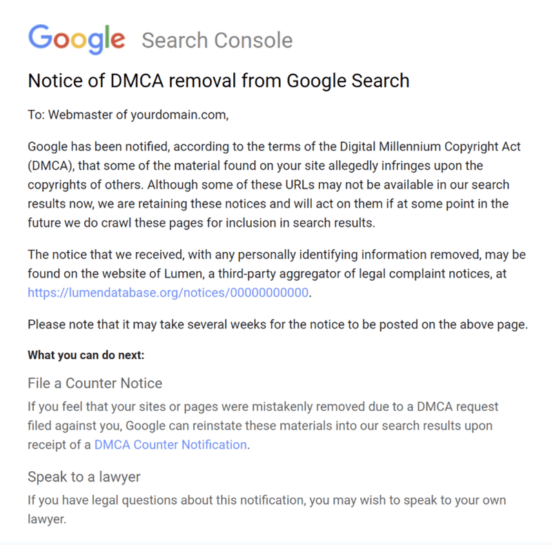 What is the DMCA? Notice of DMCA removal from Google Search