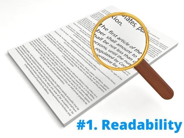 The readability of your website is poor