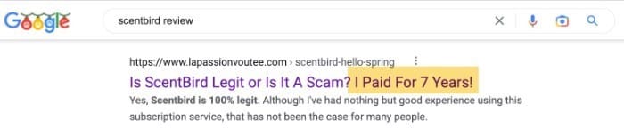 I was looking for a scentbird review in Google, and most of them were generic