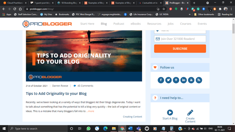 problogger website screenshot