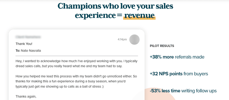 Champions who love your sales experience