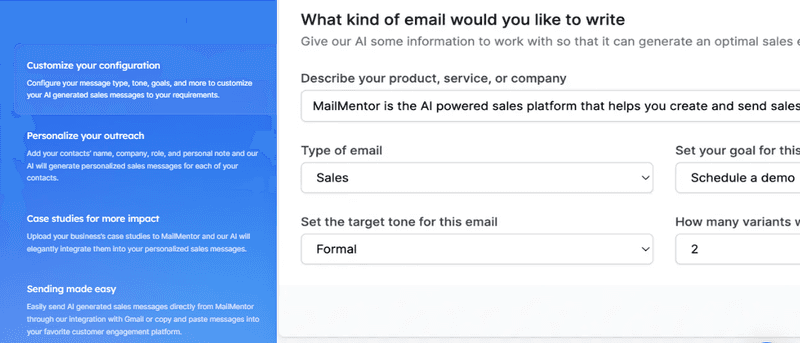 What kind of email would you like to write