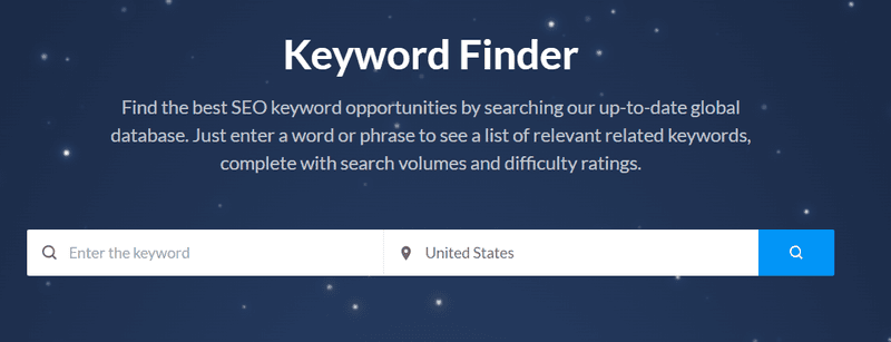 Use Ranktracker’s Keyword Finder Tool