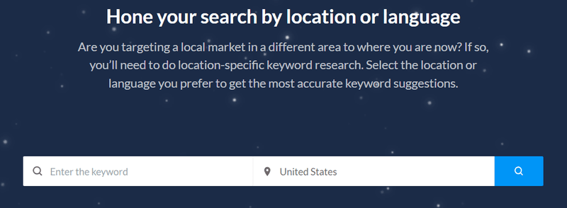 Location-specific data for keywords