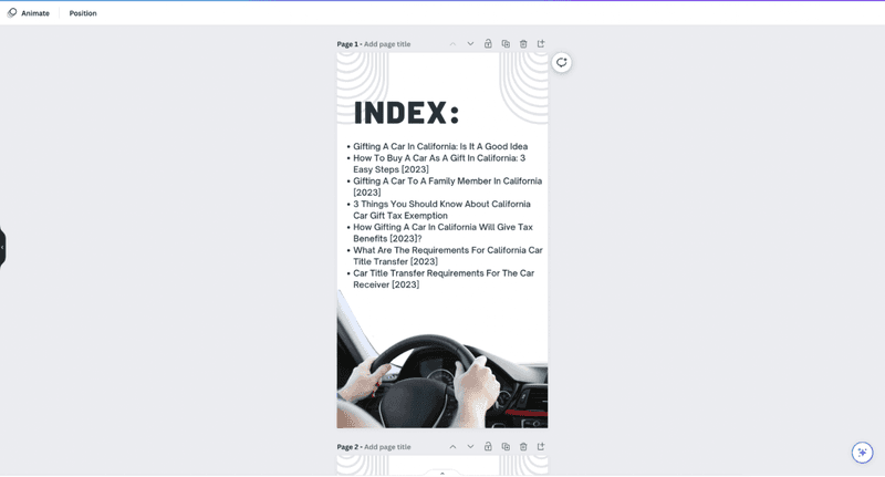You can create an index slide or image to describe what the user will learn or get