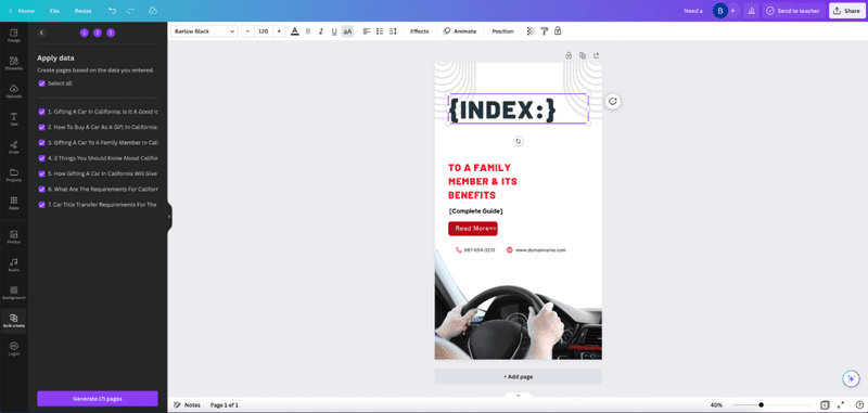 You can create an index slide or image to describe what the user will learn or get