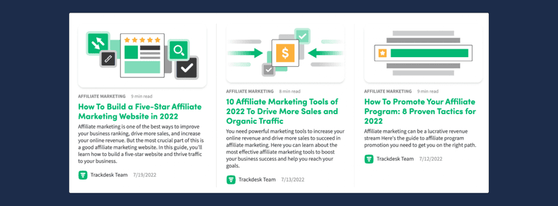 Ecommerce affiliate software TrackDesk published a lot of 2022-related content on their blog