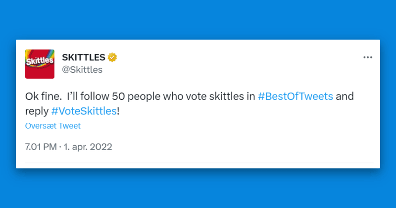 Skittles’ Tweet asking for #BestOfTweets votes