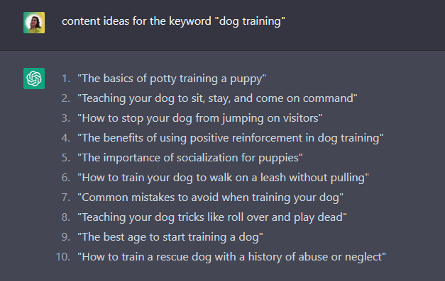 Content ideas for the dog training