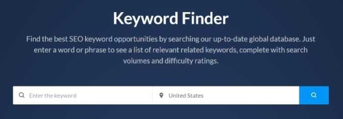 Ranktracker's Keyword Finder tool