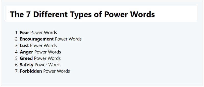 The 7 different types of power words