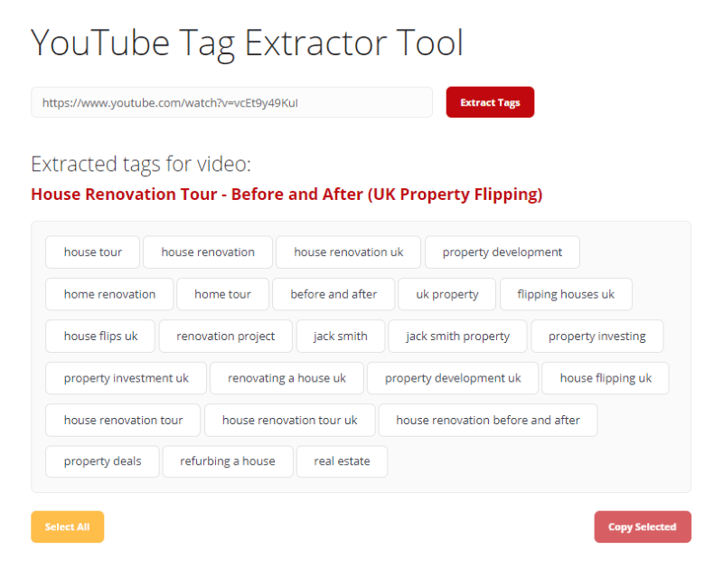 YouTube Tag Extractor Tool