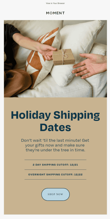 shipping dates