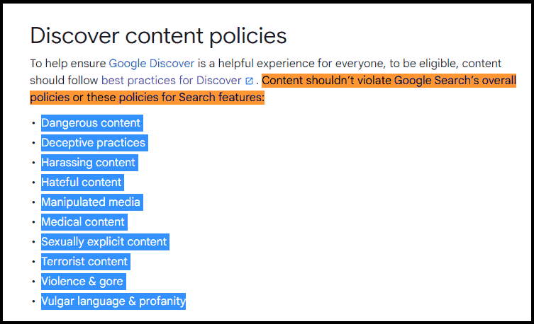 discover content policies