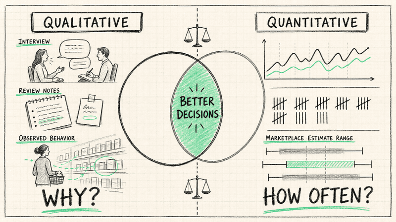 Qualitative evidence explains why; quantitative evidence estimates how often. Strong research needs both