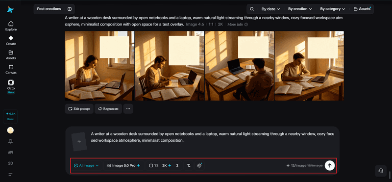 Adjust parameters and generate