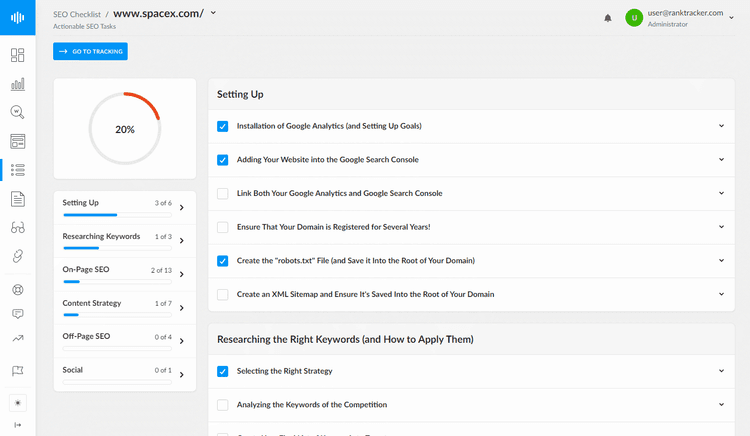 SEO Checklist ️– Website SEO setup tool | Ranktracker